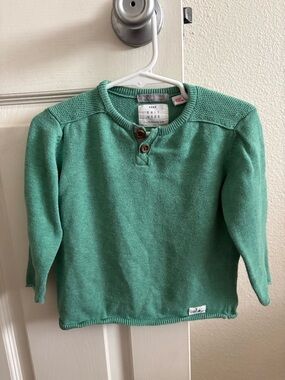 Zara Green Knit Henley Sweater